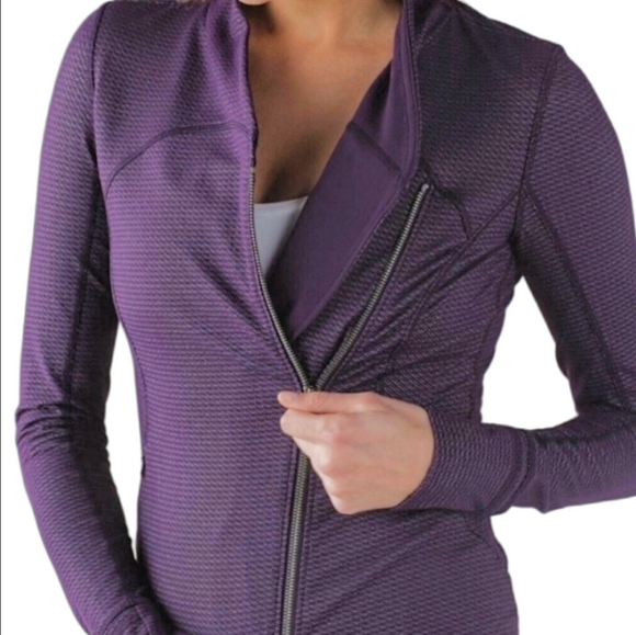 🆕LULULEMON PRECISION PURPLE LILAC CHAIN LINK DEEP ZINFANDEL ASYMMETRICAL JACKET - Picture 5 of 14